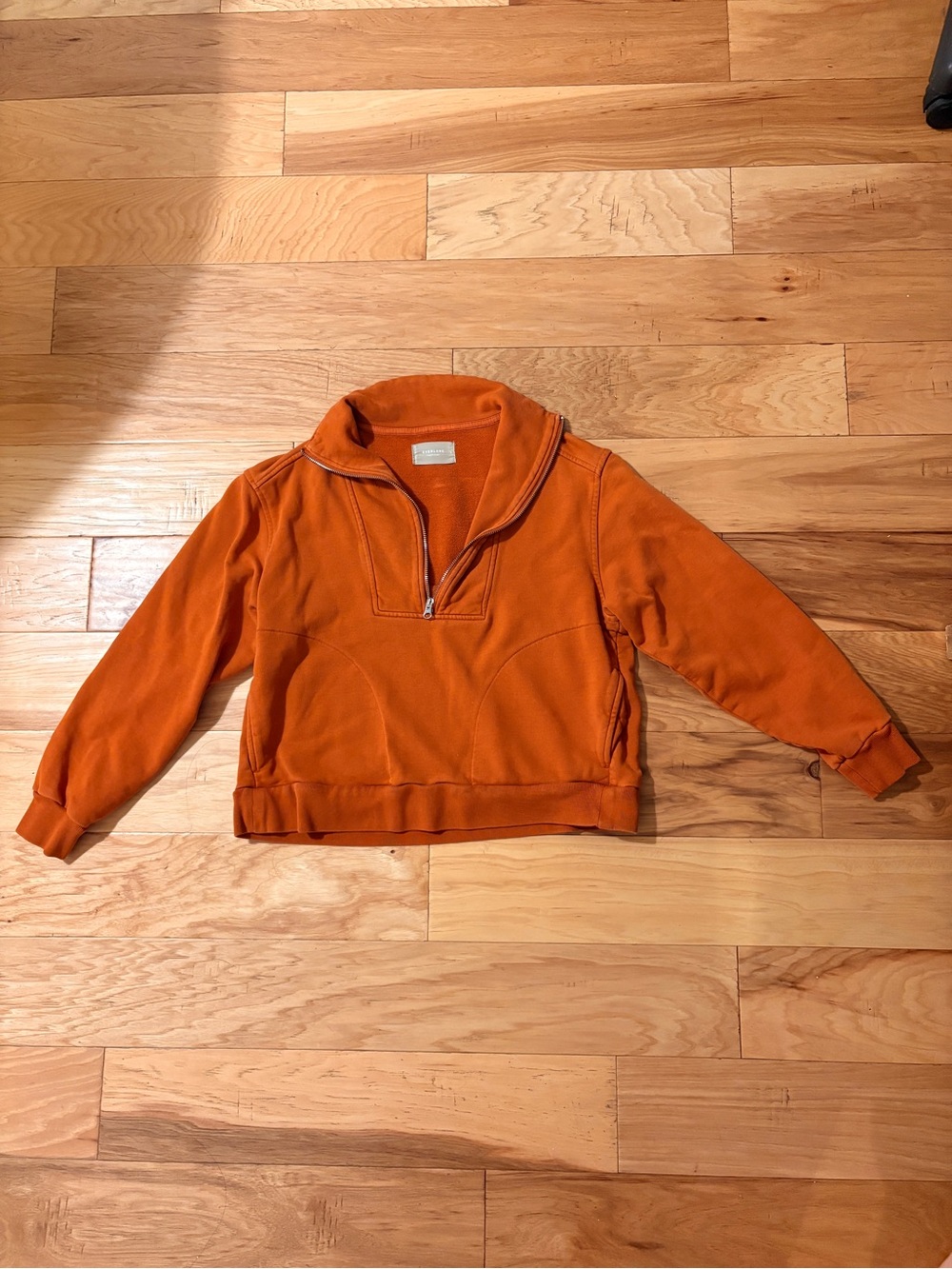Everlane The Track Half-Zip Sweater in Burnt Orange 100% Organic Cotton size S